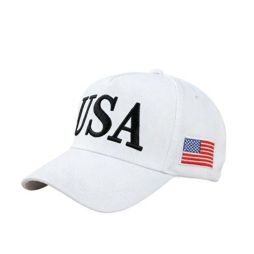 כובע USA לבן – צד עם דגל